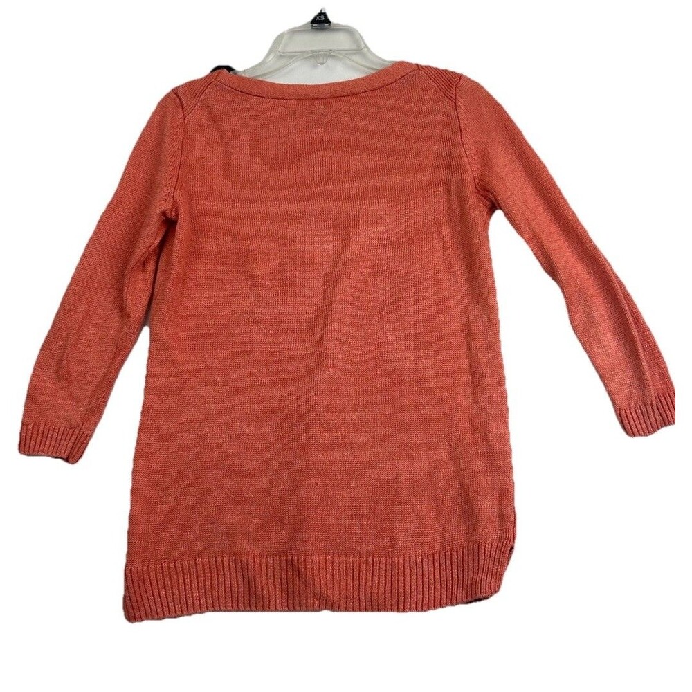 Talbots Linen Sweater Womens Small Coral Long Sleeve Crewneck Lightweight